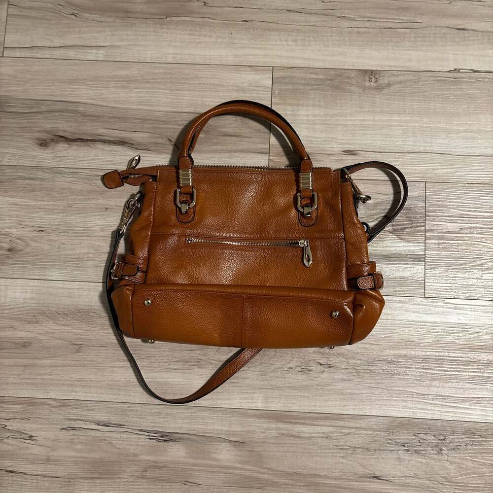 Kattee Women's Genuine Pebbled Leather Satchel Shoulder Bag Purse Brown - Picture 2 of 14